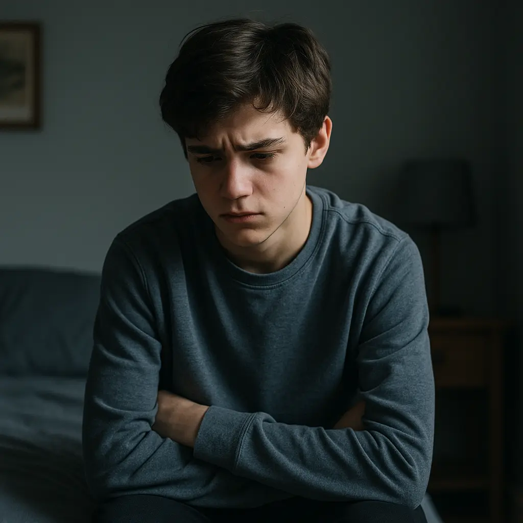 joven preocupado por psicosis síntomas de psicosis en adolescentes